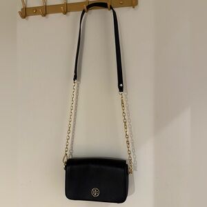 Tory Burch Black Crossbody Bag with Gold Chain